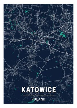 Katowice City Map Poland