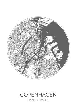 Copenhagen City Map White