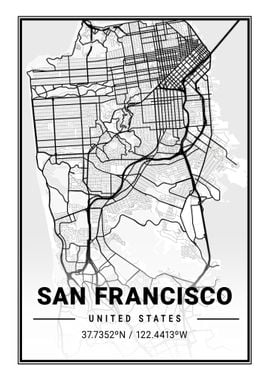 San Francisco City Map USA