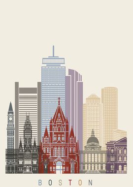 Boston skyline poster