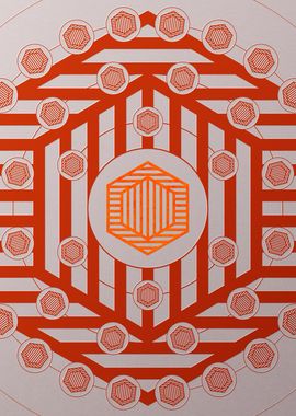 Red Geometric Glyph Poster