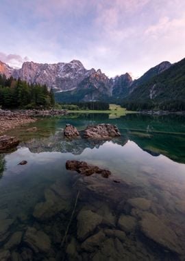 Mangart Lake by Mountains