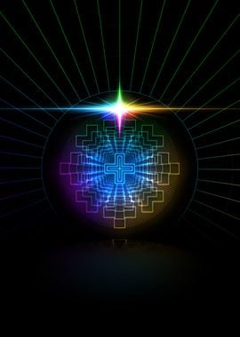 Neon Sacred Geometry Glyph