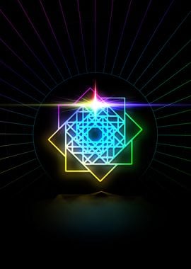 Neon Geometric Glyph Sign