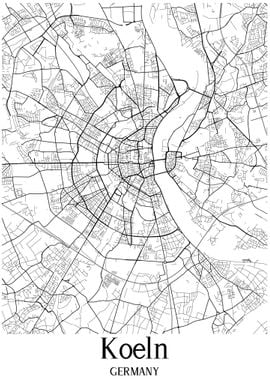 Koeln Cologne City Map