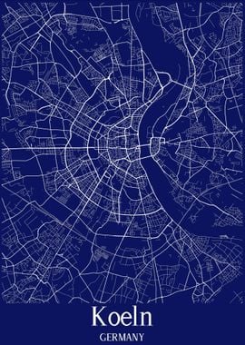 Koeln Cologne City Map