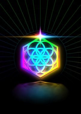 Neon Sacred Geometry Glyph