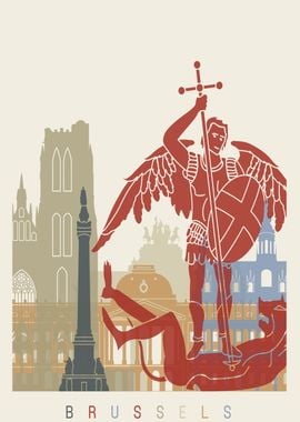 Brussels skyline poster