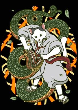 Samurai cat vs Snake