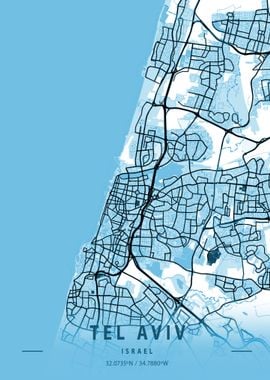 Tel Aviv City Map Israel