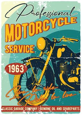 Vintage Motorcycle Poster