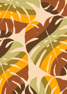 Monstera Retro Pattern 2