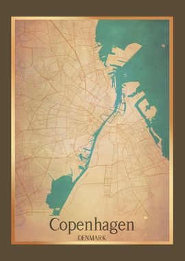 Copenhagen Vintage Map