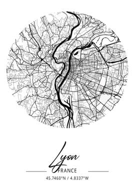 Lyon City Map France