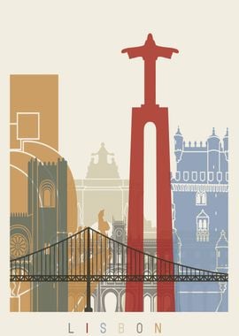 Lisbon skyline poster