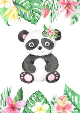 Panda flower Watercolor