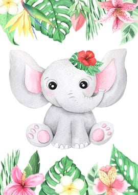 Elephant Flower Watercolor