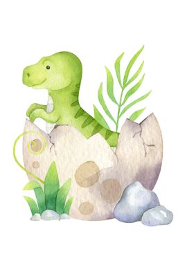 Small dinosaur water color