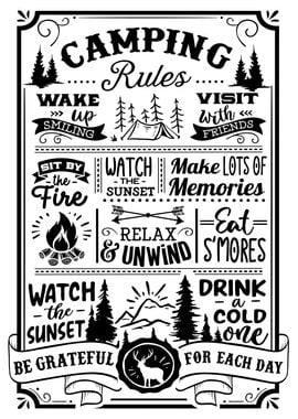 Camping Rules Vintage