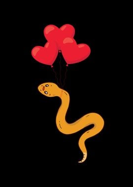 Snake with heart balloons