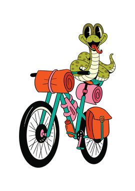 Snake on a bicycle