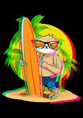 Sloth Surfer Vaporwave