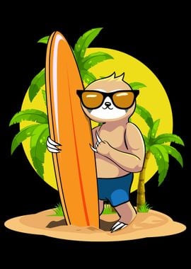 Kawaii Sloth Surfer