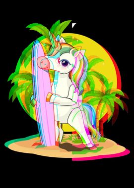 Unicorn Surfer Vaporwave