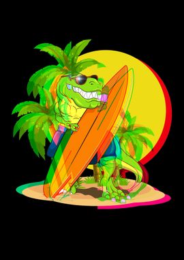 Dino Surfer Vaporwave