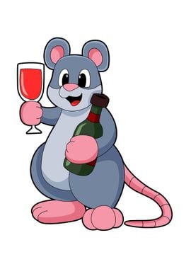 Mouse Drinking Wine Bottle