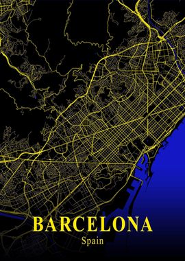 Barcelona City Map Spain