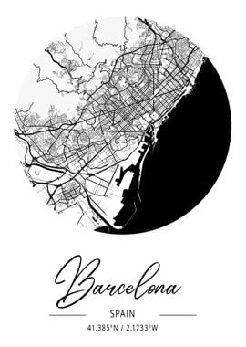 Barcelona City Map Spain