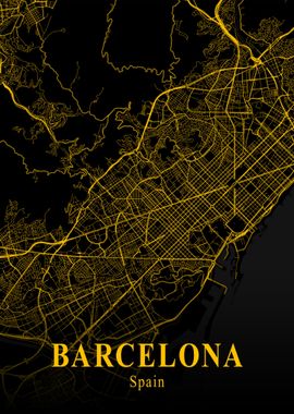 Barcelona City Map Spain