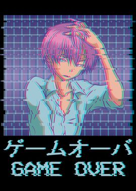 Sad Anime Boy Retro Glitch