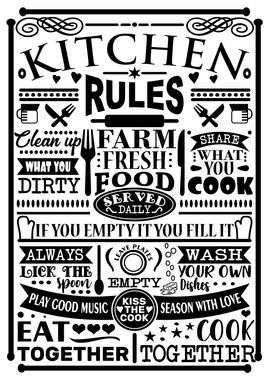 Kitchen Rules Black White