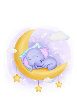 Moon Elephant sleeping