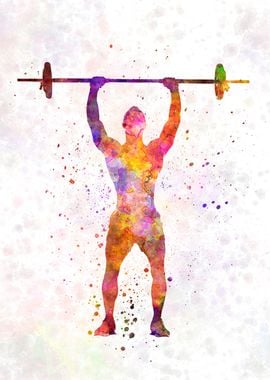 Weightlifter in watercolor