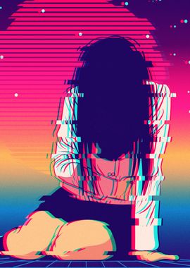 Sad Anime Girl Vaporwave