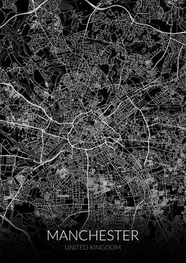 Manchester Map Black UK