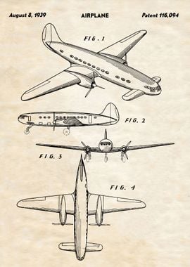 AIRPLANE VINTAGE BLUEPRINT