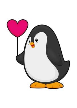 Penguin Love Heart Balloon