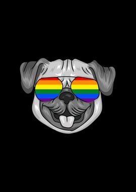 Lgbt Pug Sunglases' Poster, picture, metal print, paint by Hexor