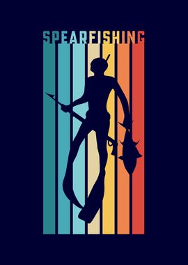 Spearfishing Retro Gift' Poster, picture, metal print, paint by Phil