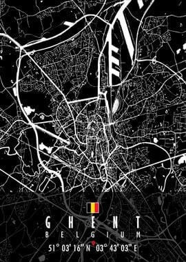 GHENT MAP BELGIUM