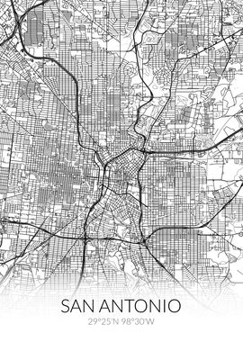 San Antonio City Map White