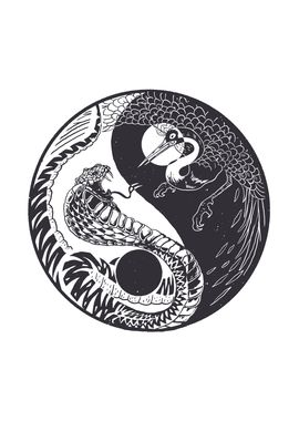 Crane Snake Ying Yang Bird