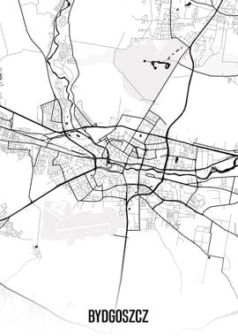 Bydgoszcz white map