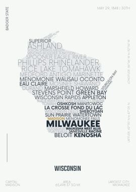 Wisconsin USA letter map