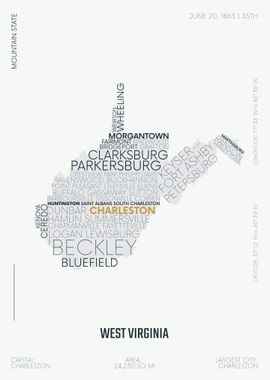 West Virginia USA map