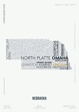 Nebraska USA map letter